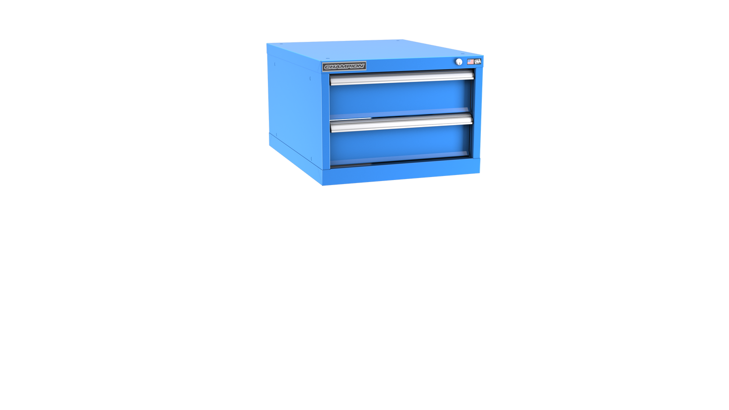 Champion Tool Storage NWS600-0201-ILC-BB 2-Drawer Shallow Depth Modular Cabinet NWS0201 | 22-3/16"W x 15-3/4"H x 22-1/2"D, Bright Blue