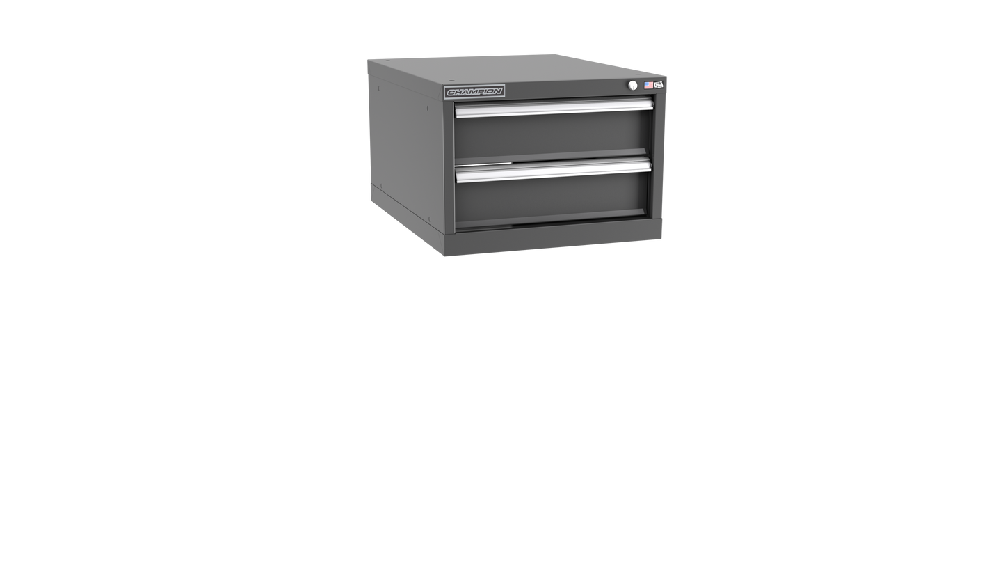 Champion Tool Storage NWS600-0201-ILC-DG 2-Drawer Shallow Depth Modular Cabinet NWS0201 | 22-3/16"W x 15-3/4"H x 22-1/2"D, Dark Gray