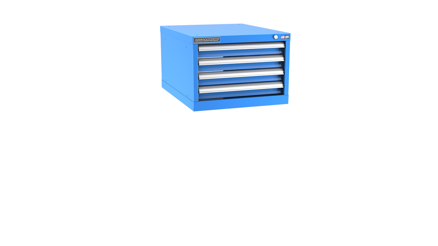 Champion Tool Storage NWS600-0401-ILC-BB 4-Drawer Shallow Depth Modular Cabinet NWS0401 | 22-3/16"W x 15-3/4"H x 22-1/2"D, Bright Blue