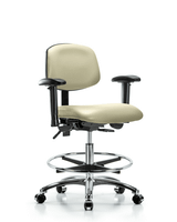 Blue Ridge Ergonomics NCR-VMBCH-CR-T0-A0-NF-CC-8501 Class 100 Vinyl Clean Room Chair - Medium Bench Height with Casters in Adobe White Trailblazer™ Vinyl