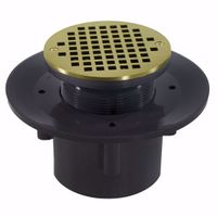 Jones Stephens D49449 3" x 4" Heavy Duty PVC Slab Drain Base with 3-1/2" Plastic Spud and 6" Chrome Plated Strainer with Ring