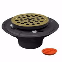 Jones Stephens D50942TP 2" x 3" PVC Shower Drain with 2" Brass Spud and 4-1/4" Square Chrome Plated Strainer with Grout Ring and Test Plug