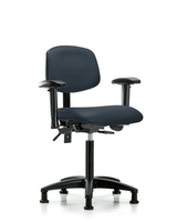 Blue Ridge Ergonomics VDHCH-MB-RT-T1-A0-RG-8582 Rutledge Vinyl Chair - Desk Height with Round Tube Base, Medium Back, Seat Tilt, & Stationary Glides in Imperial Blue Trailblazer™ Vinyl