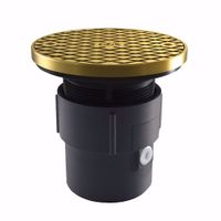 Jones Stephens C60003 4" ABS Over Pipe Fit Base Cleanout with 3-1/2" Plastic Spud and 6" Polished Brass Cover