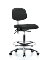 Blue Ridge Ergonomics NECR-VDHCH-MB-CR-T0-A0-EC-ESDBLK Class 100 Vinyl Clean Room/ESD Chair - Desk Height with Medium Back & ESD Casters in Black ESD Vinyl
