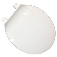 Jones Stephens U100500 White Plastic Utility Toilet Seat, Closed Front with Cover, Round