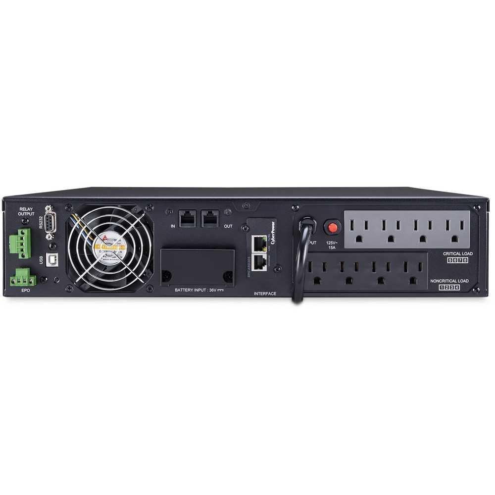 CyberPower OL1000RTXL2UN Smart App Online UPS Systems - 1000VA/900W, 100 - 125 VAC, NEMA 5-15P, 2U, Rack / Tower, Sine Wave, 8 Outlets, LCD, PowerPanel® Business, $400000 CEG, 3YR Warranty