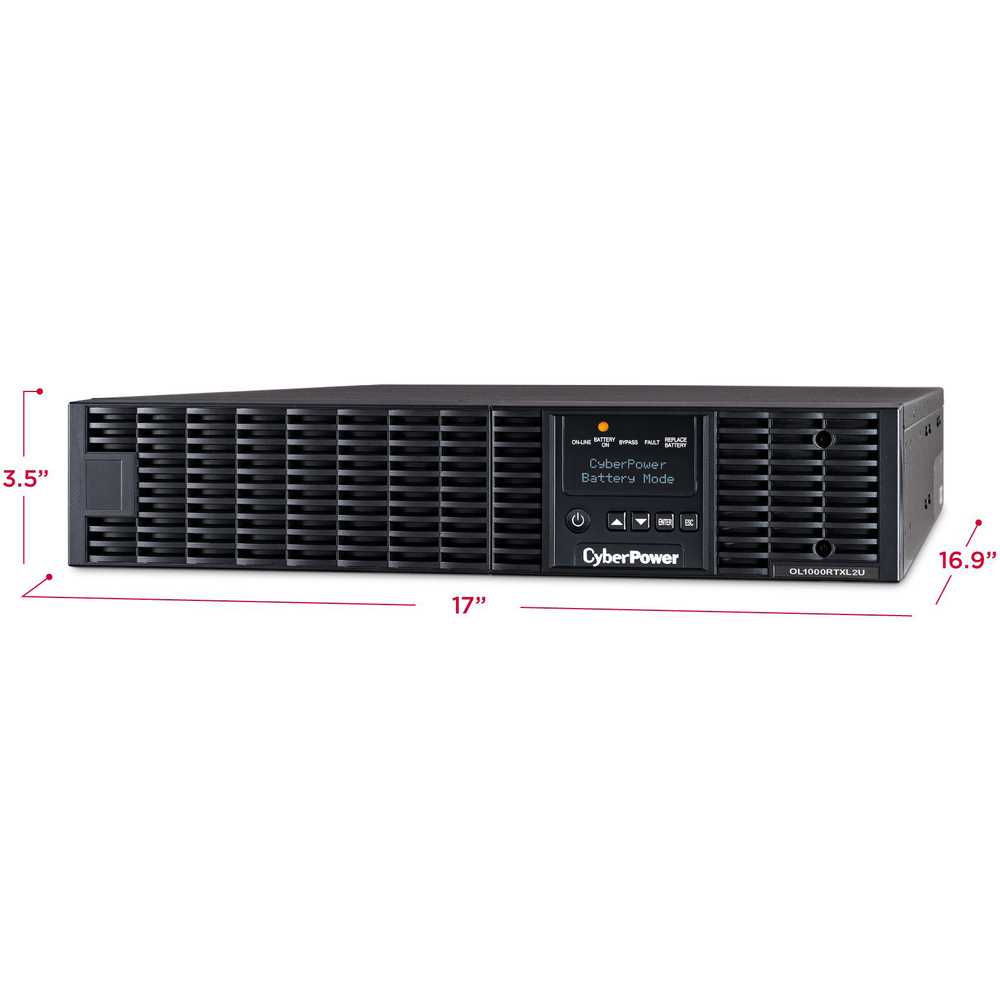 CyberPower OL1000RTXL2UN Smart App Online UPS Systems - 1000VA/900W, 100 - 125 VAC, NEMA 5-15P, 2U, Rack / Tower, Sine Wave, 8 Outlets, LCD, PowerPanel® Business, $400000 CEG, 3YR Warranty