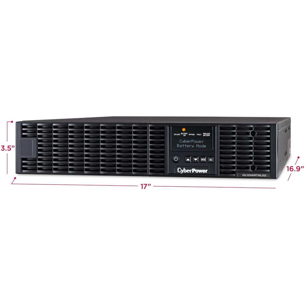 CyberPower OL1500RTXL2U Smart App Online UPS Systems - 1500VA/1350W, 100 - 125 VAC, NEMA 5-15P, 2U, Rack / Tower, Sine Wave, 8 Outlets, LCD, PowerPanel® Business, $400000 CEG, 3YR Warranty