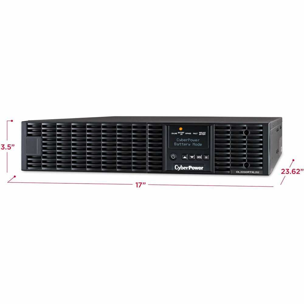 CyberPower OL2200RTXL2UN Smart App Online UPS Systems - 2200VA/1800W, 100 - 125 VAC, NEMA 5-20P, 2U, Rack / Tower, Sine Wave, 7 Outlets, LCD, PowerPanel® Business, $400000 CEG, 3YR Warranty