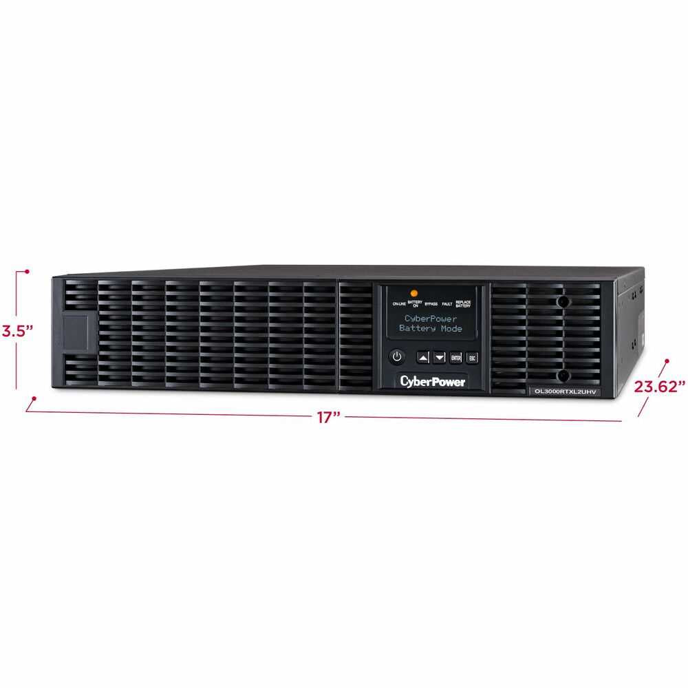 CyberPower OL3000RTXL2UHVN Smart App Online UPS Systems - 3000VA/2700W, 200 - 240 VAC, NEMA L6-20P, 2U, Rack / Tower, Sine Wave, 3 Outlets, LCD, PowerPanel® Business, $400000 CEG, 3YR Warranty