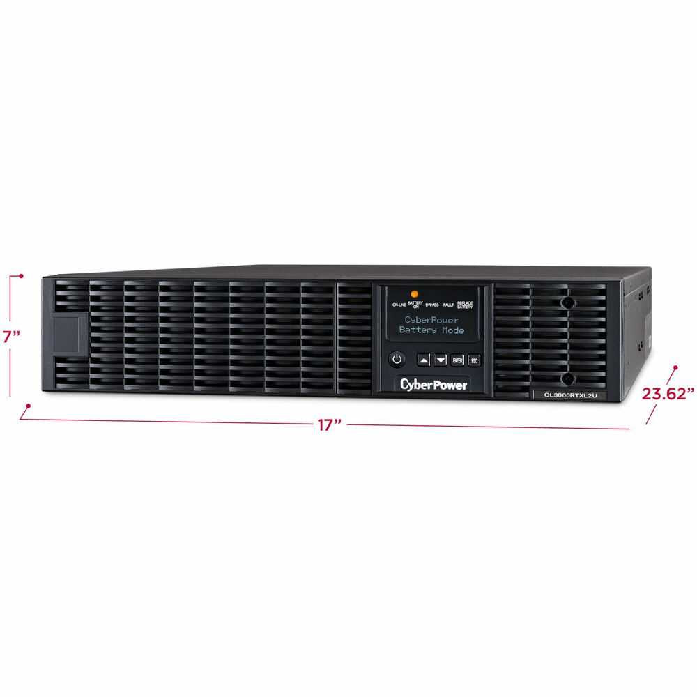 CyberPower OL3000RTXL2UN Smart App Online UPS Systems - 3000VA/2700W, 100 - 125 VAC, NEMA L5-30P, 2U, Rack / Tower, Sine Wave, 7 Outlets, LCD, PowerPanel® Business, $400000 CEG, 3YR Warranty