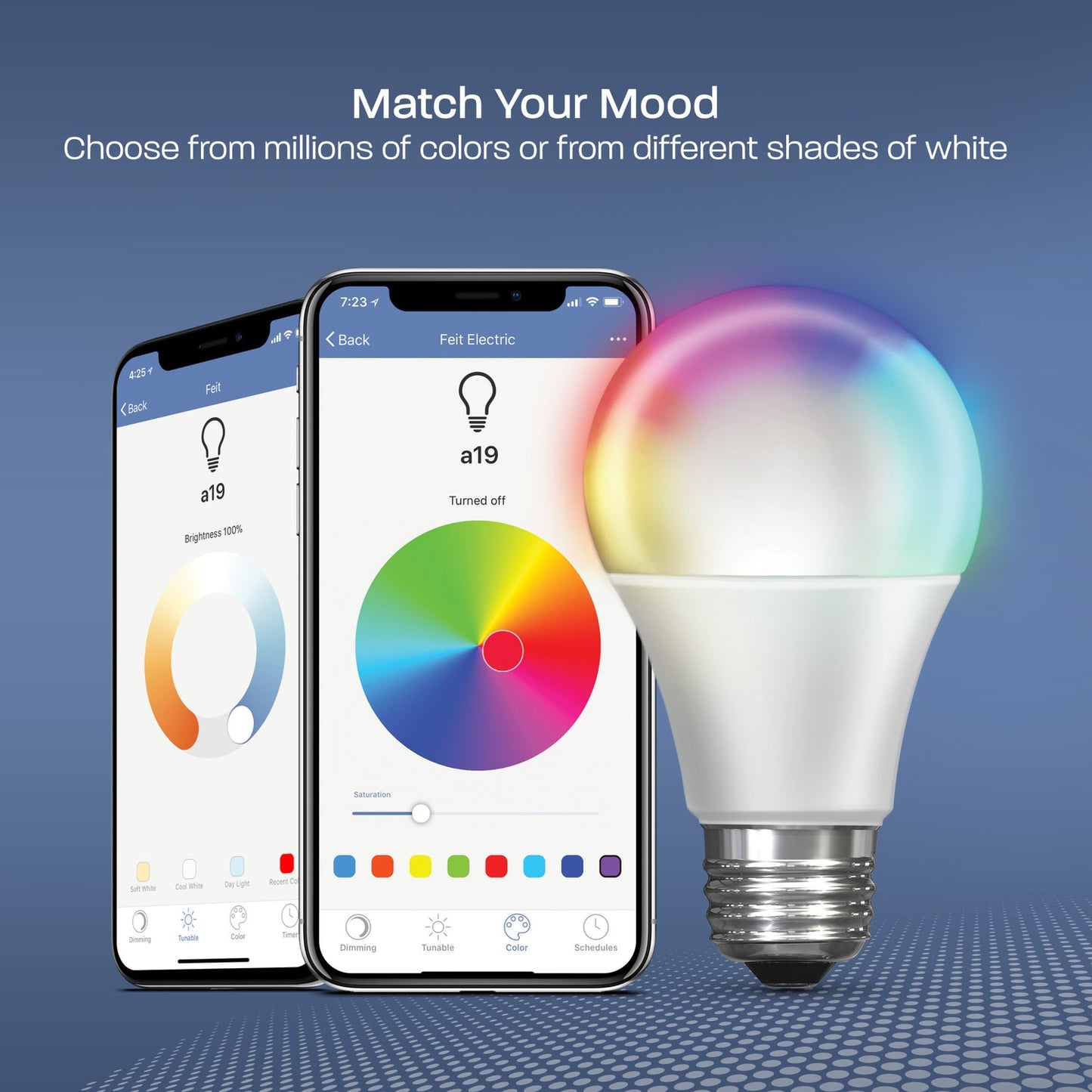 Feit Electric OM100/RGBW/CA/AG 17.7W (100W Replacement) RGBW A21 (E26 Base) Dimmable Alexa Google Smart Wi-Fi LED Bulb