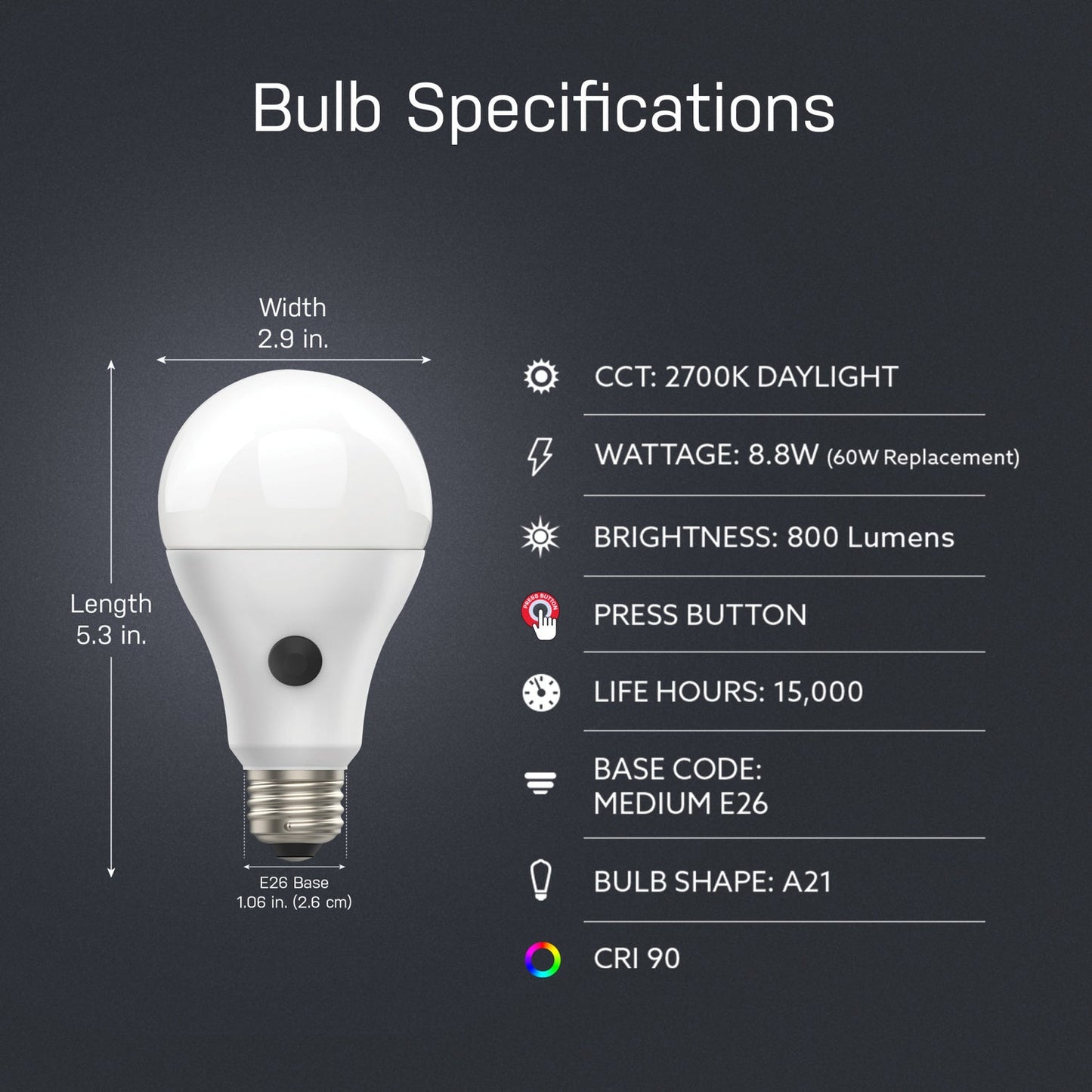 Feit Electric OM60/927CA/BATG2LEDI 60W Equivalent Soft White A19 Non-Dimmable Battery Backup LED Bulb