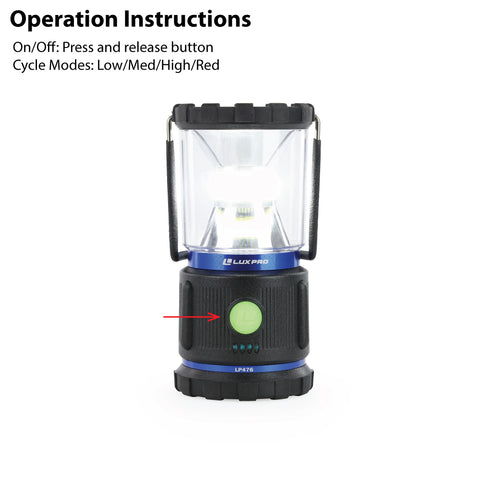 LUXPRO LP476 Broadbeam Lantern 1000 Lumens with Red Flood, 4 Pieces Case