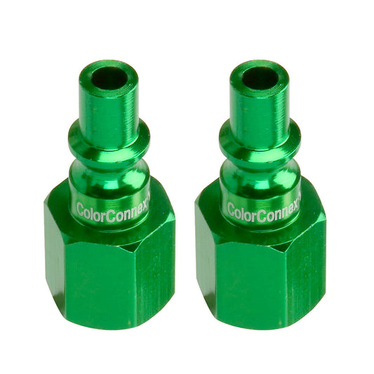 ColorConnex A71430B-2PK Plug, Type B, 1/4" Body, 1/4" FNPT, Green, 2-Pack