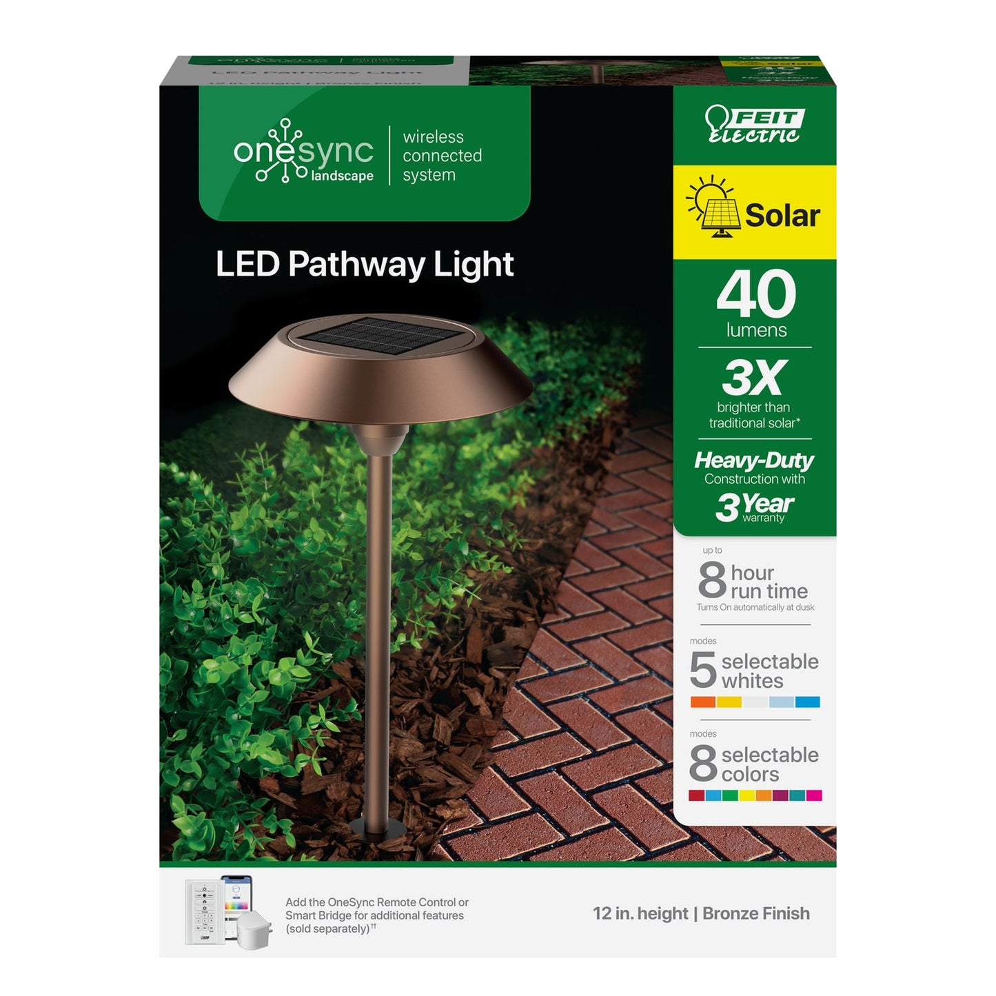 Feit Electric PATH/SYNC/SOL/BZ/RP 12 in. OneSync Landscape Bronze Solar Pathway Light