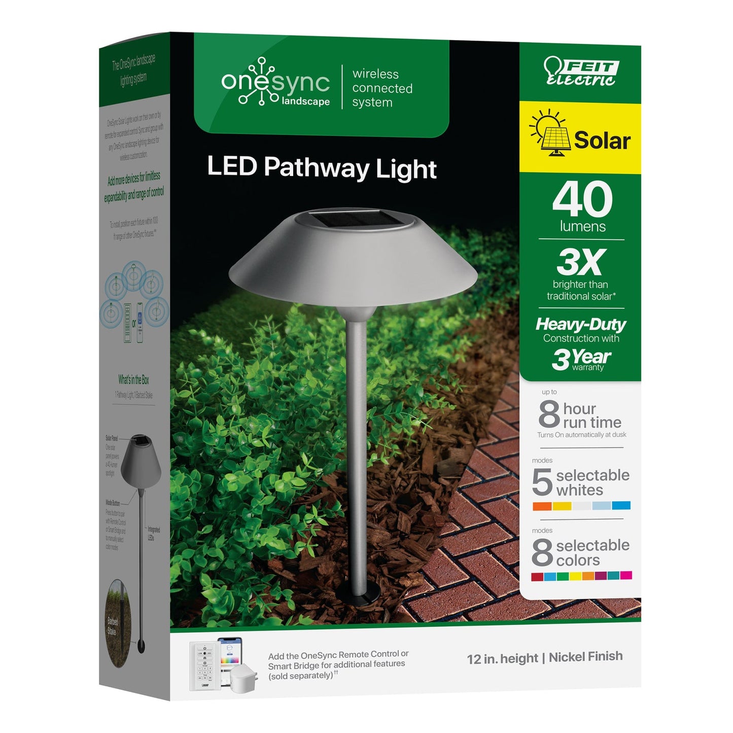 Feit Electric PATH/SYNC/SOL/NK 12 in. OneSync Landscape Nickel Solar Pathway Light