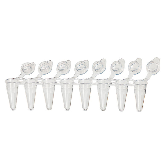 Globe Scientific PCR-DL-01FW DiamondLink 0.1mL 8-Strip Tubes Low-Profile with Individually-Attached Flat Caps White