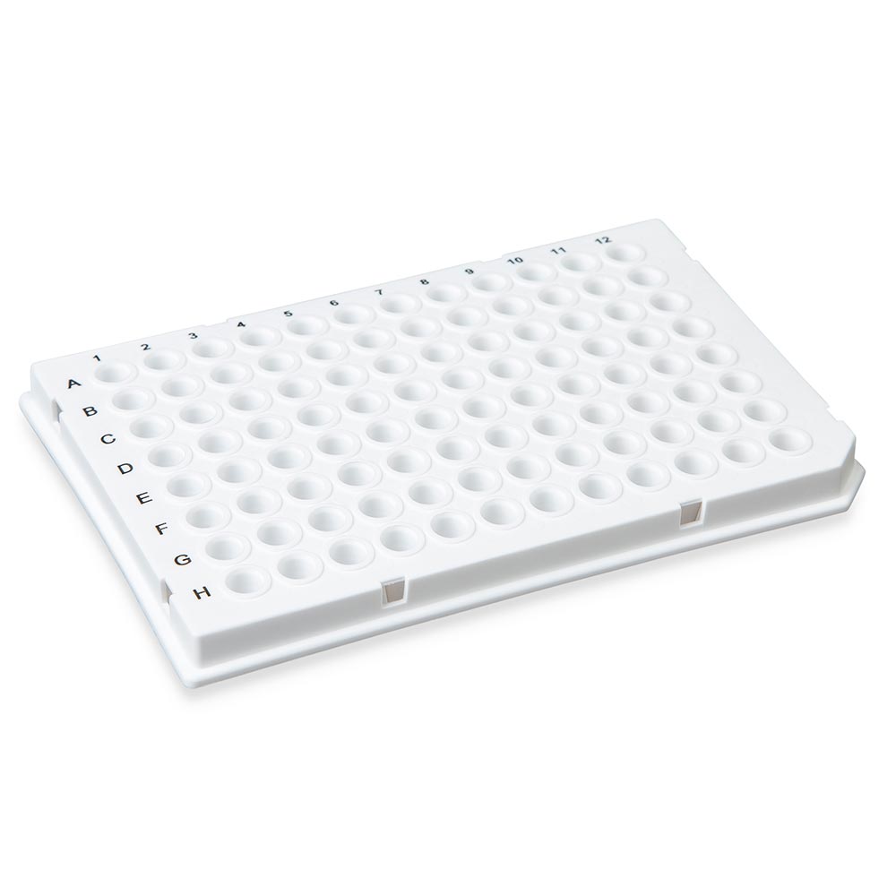 Globe Scientific PCR-HS-01W 0.1mL 96-Well PCR Plate Low Profile Half Skirt (Light Cycler-style) White