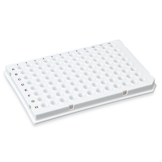 Globe Scientific PCR-HS-01W 0.1mL 96-Well PCR Plate Low Profile Half Skirt (Light Cycler-style) White
