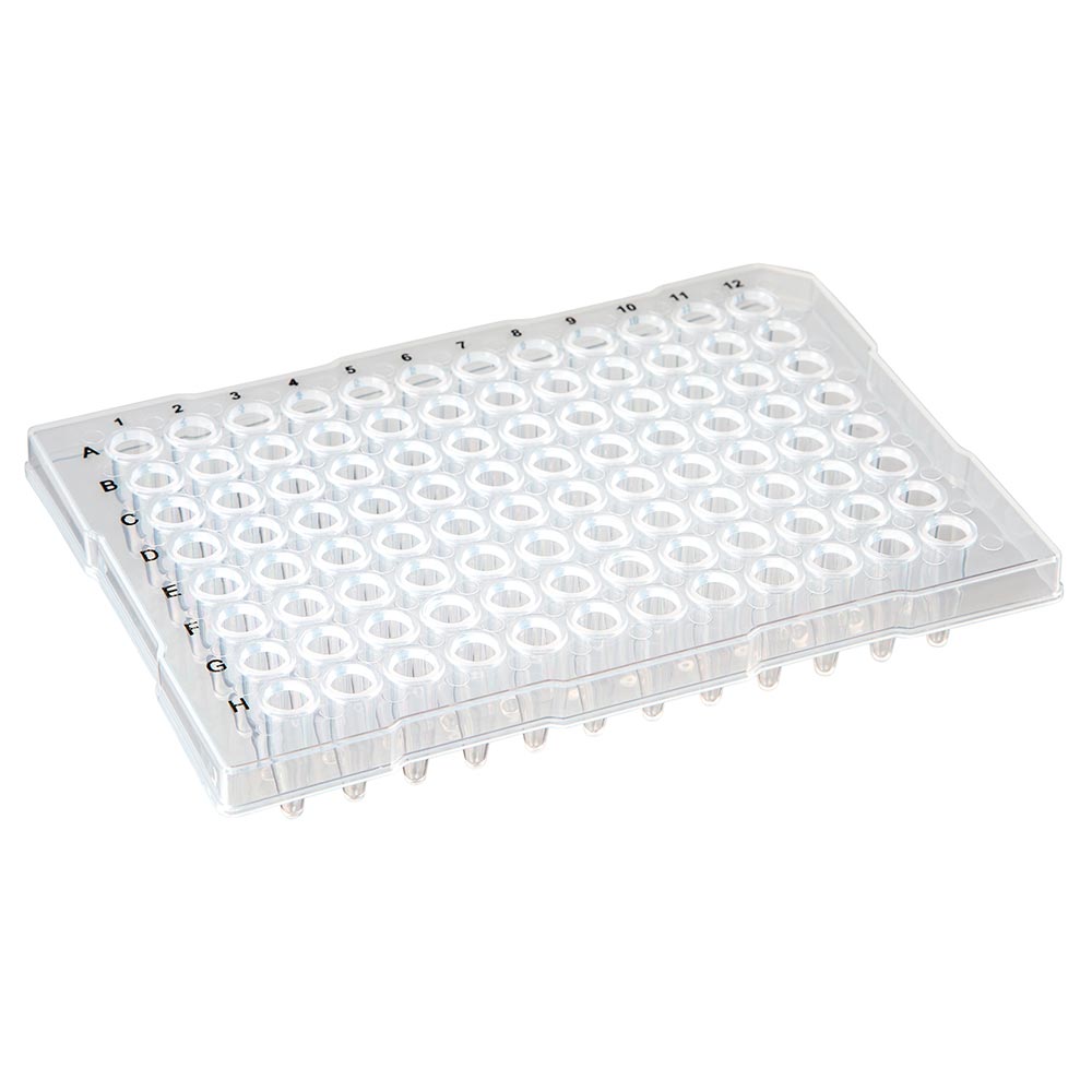 Globe Scientific PCR-HS-FL02 0.2mL 96-Well PCR Plate Half Skirt (ABI-style) Flat top Clear