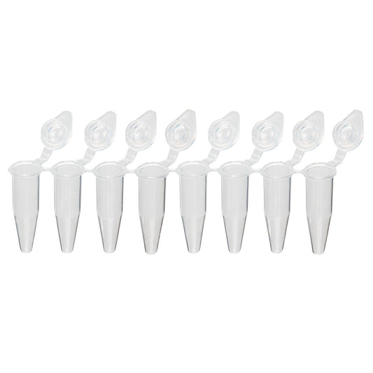 Globe Scientific PCR-QS-02D QuickSnap 0.2mL 8-Strip Tubes with Individually-Attached Dome Caps Clear
