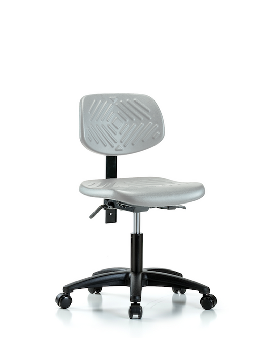 Blue Ridge Ergonomics PDHCH-RG-T0-A0-RC-GRY Polyurethane Chair - Desk Height with Casters in Gray Polyurethane