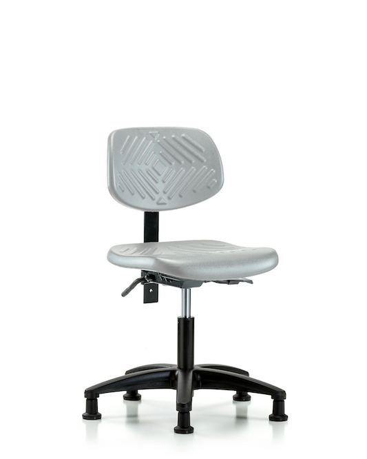 Blue Ridge Ergonomics PDHCH-RG-T0-A0-RG-GRY Polyurethane Chair - Desk Height with Stationary Glides in Gray Polyurethane