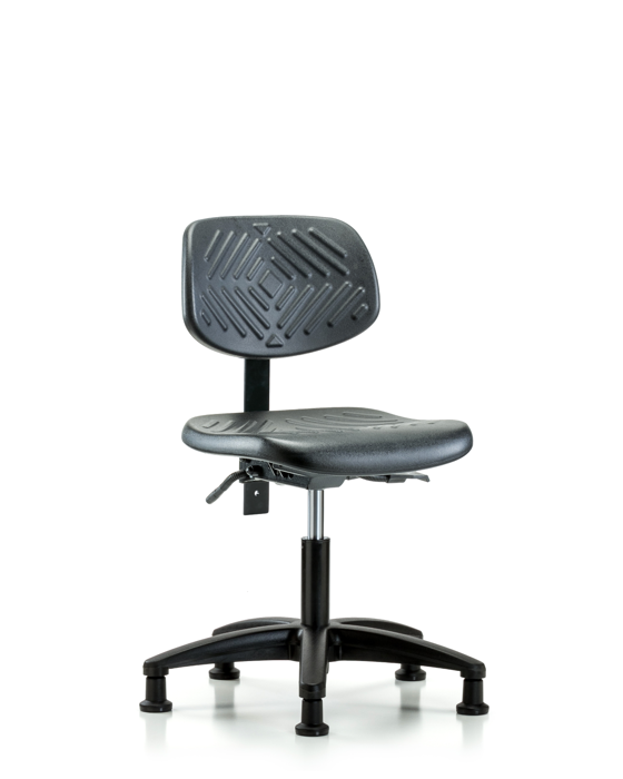 Blue Ridge Ergonomics PDHCH-RG-T1-A0-RG-BLK Polyurethane Chair - Desk Height with Seat Tilt & Stationary Glides in Black Polyurethane