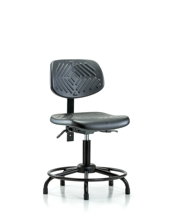 Blue Ridge Ergonomics PDHCH-RT-T0-A0-RG-BLK Polyurethane Chair Round Tube Base - Desk Height with Stationary Glides in Black Polyurethane