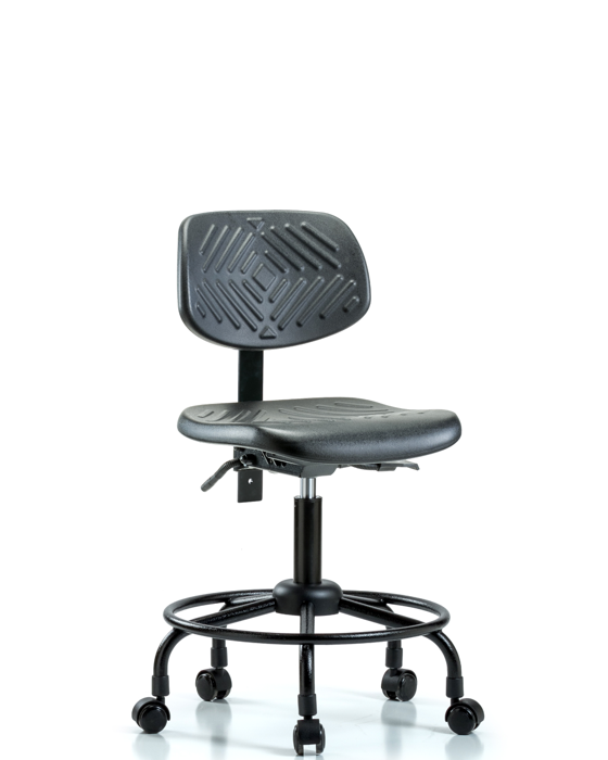 Blue Ridge Ergonomics PDHCH-RT-T1-A0-RC-BLK Polyurethane Chair Round Tube Base - Desk Height with Seat Tilt & Casters in Black Polyurethane