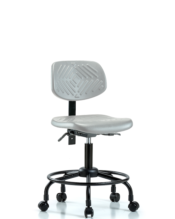 Blue Ridge Ergonomics PDHCH-RT-T1-A0-RC-GRY Polyurethane Chair Round Tube Base - Desk Height with Seat Tilt & Casters in Gray Polyurethane
