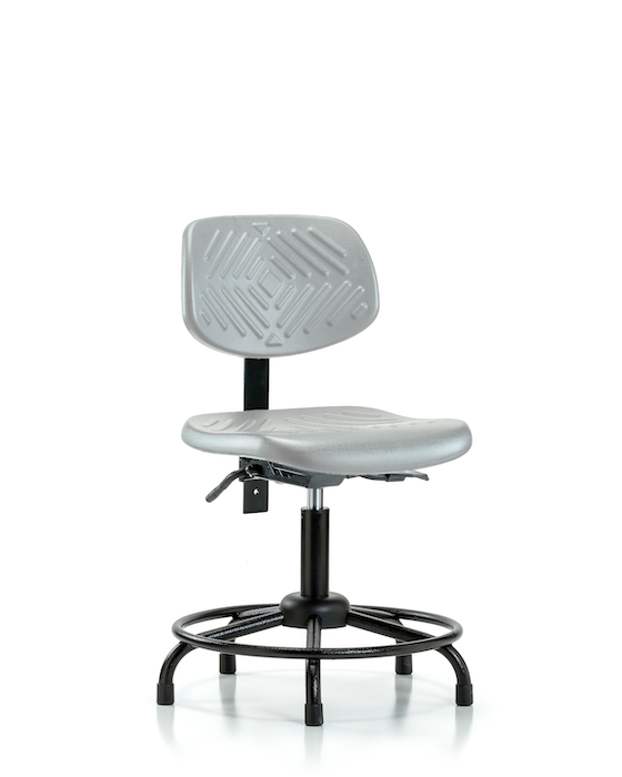 Blue Ridge Ergonomics PDHCH-RT-T1-A0-RG-GRY Polyurethane Chair Round Tube Base - Desk Height with Seat Tilt & Stationary Glides in Gray Polyurethane