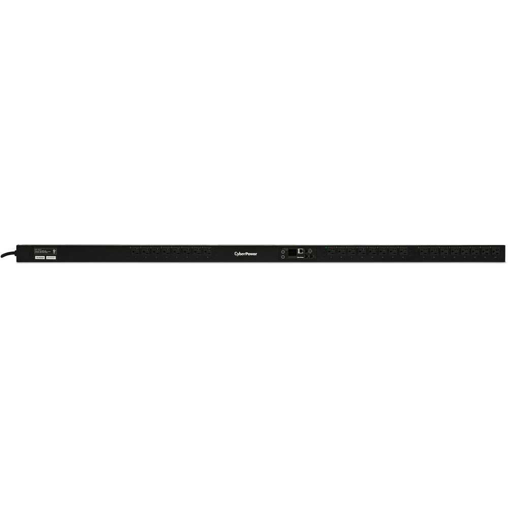 CyberPower PDU41101 100 - 120 VAC 20A Switched PDU - 24 Outlets, 10 ft, NEMA L5-20P (5-20P Adapter), Vertical, 0U, LCD, 3YR Warranty