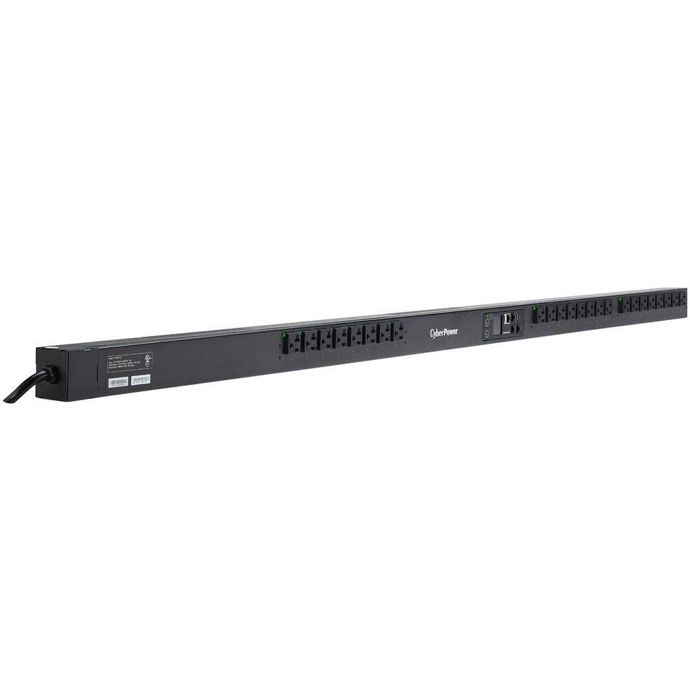 CyberPower PDU41101 100 - 120 VAC 20A Switched PDU - 24 Outlets, 10 ft, NEMA L5-20P (5-20P Adapter), Vertical, 0U, LCD, 3YR Warranty