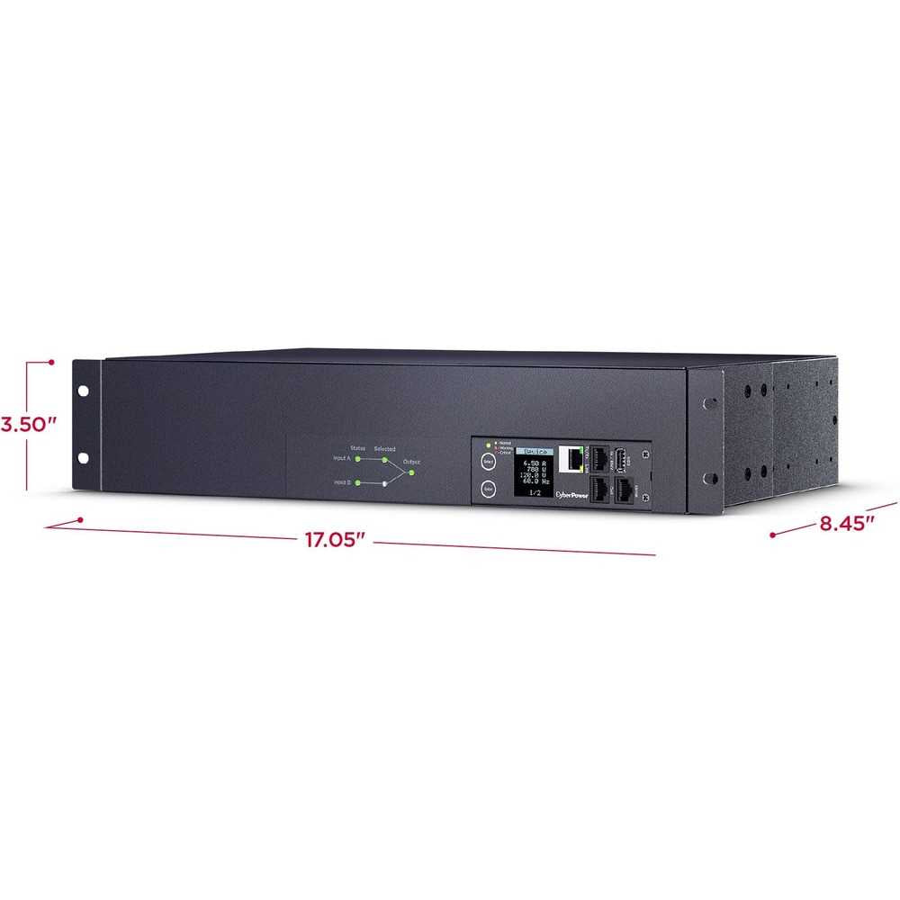 CyberPower Metered ATS PDU PDU44003 17-Outlets PDU - Metered - NEMA L5-30P - 16 x NEMA 5-20R, 1 x NEMA L5-30R - 120 V AC - Network (RJ-45) - 2U - Horizontal - Rack-mountable