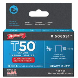 ARROW FASTENER 506SS1 83538 T50 Ss Staples 3/8"X.050 1-000/Pack