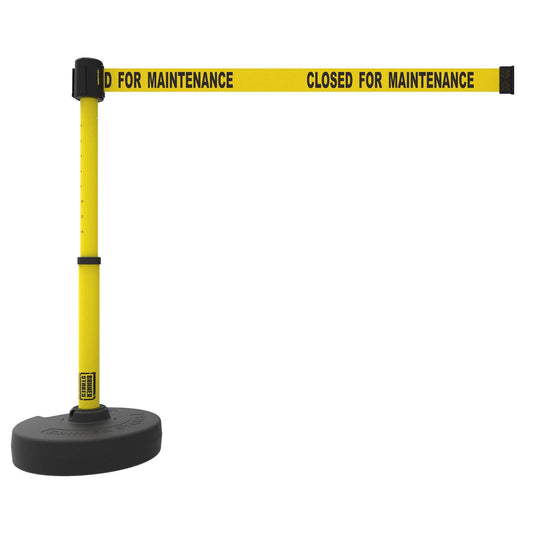 Banner Stakes PL4090 PLUS Barrier Set, Yellow "Closed for Maintenance"