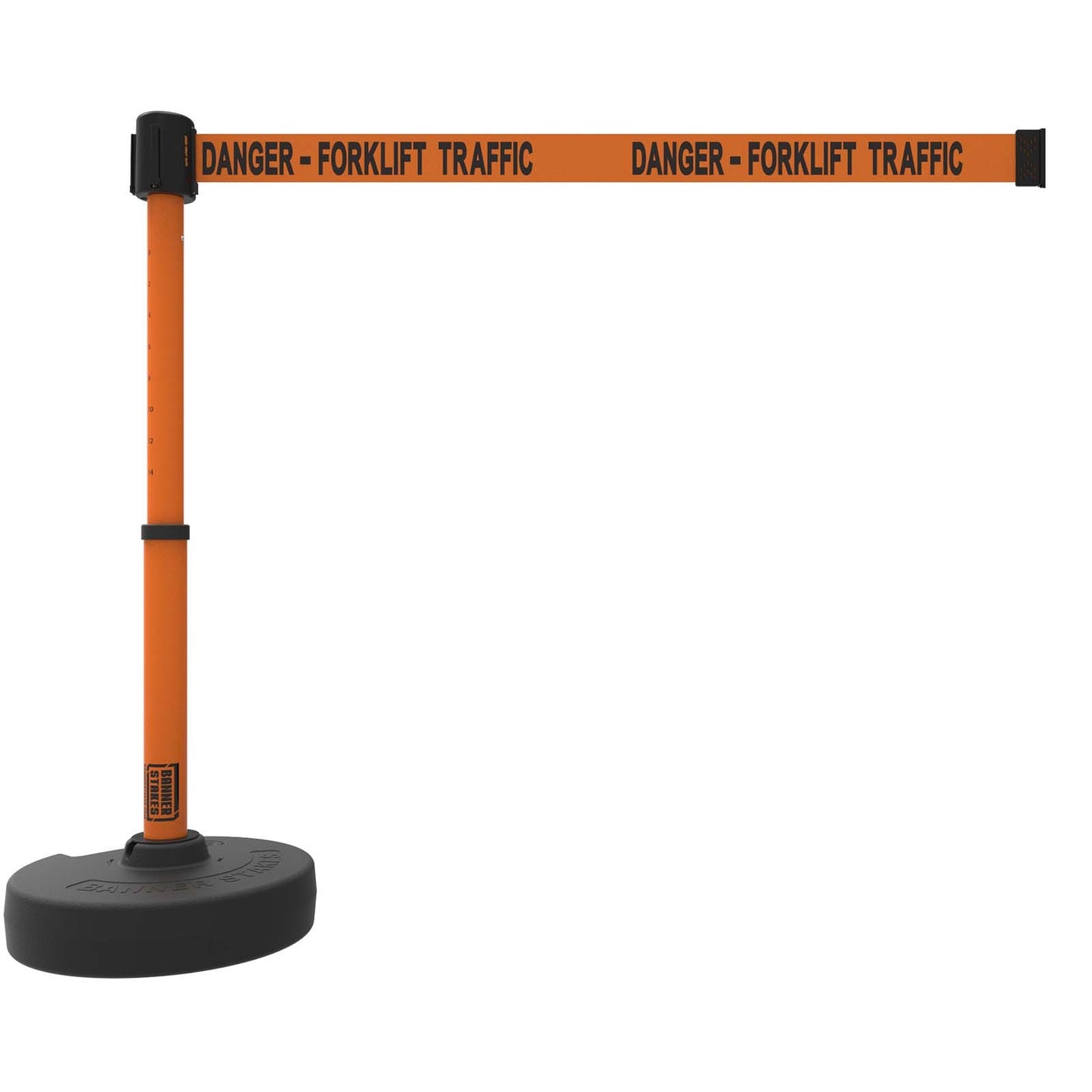 Banner Stakes PL4102 PLUS Barrier Set, Orange "Danger-Forklift Traffic"