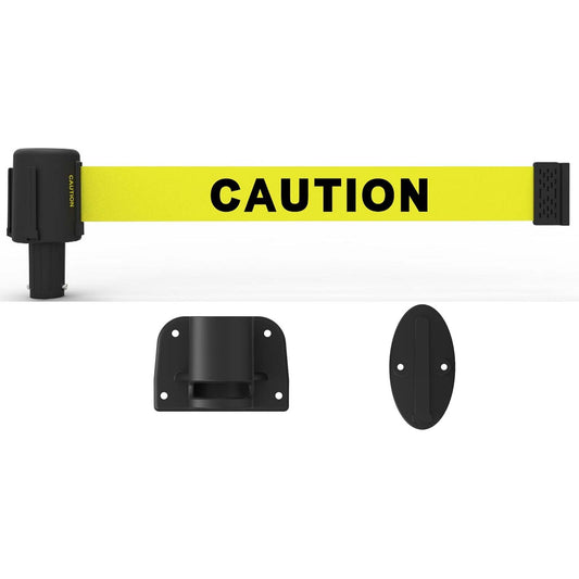 Banner Stakes PL4106-DS PLUS Wall Mount System - Yellow Double-Sided "Caution" Banner