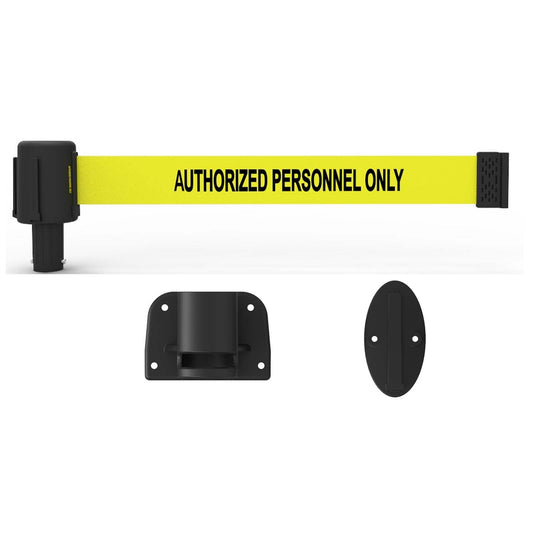 Banner Stakes PL4109 PLUS Wall Mount System, Yellow "Authorized Personnel Only"