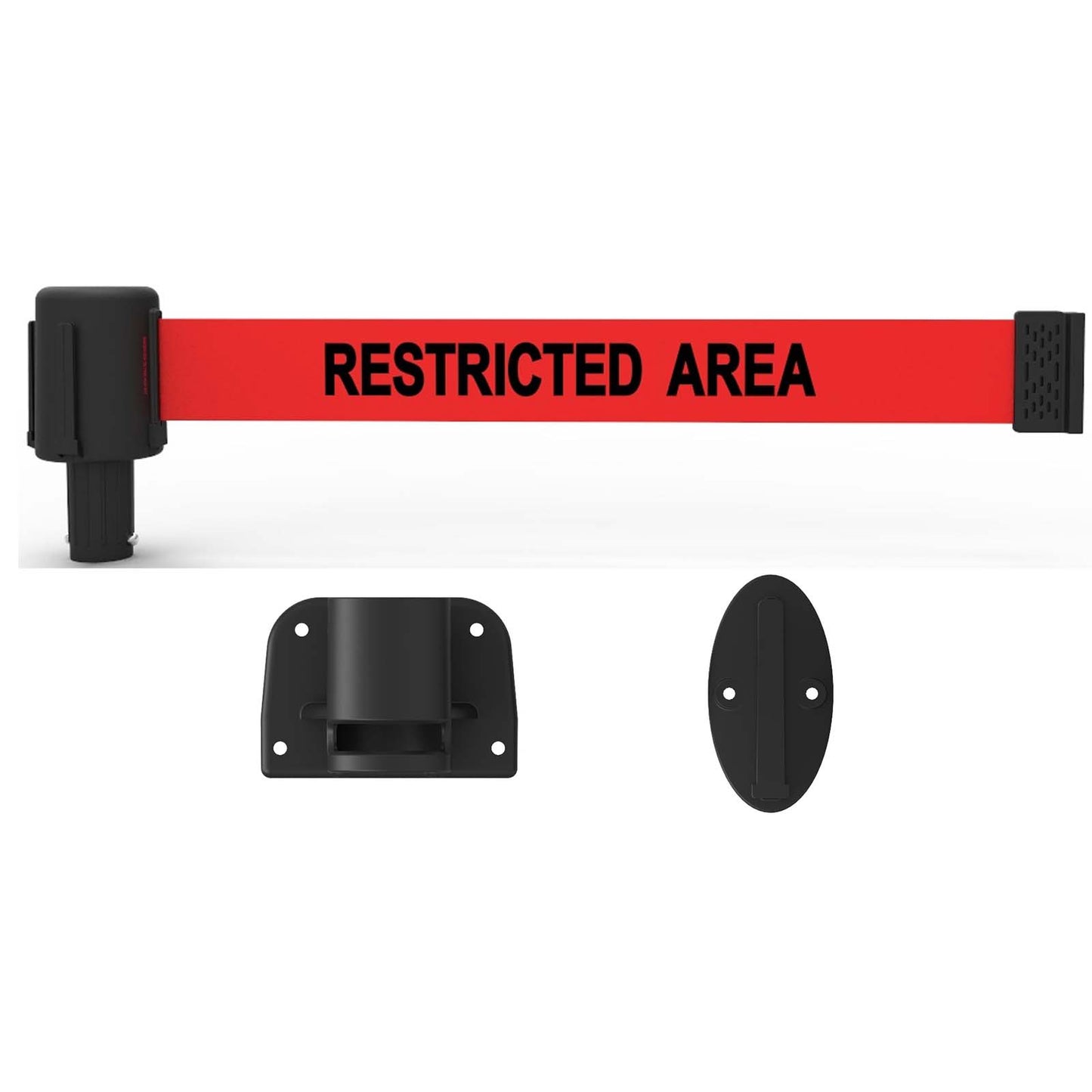 Banner Stakes PL4113 PLUS Wall Mount System, Red "Restricted Area"