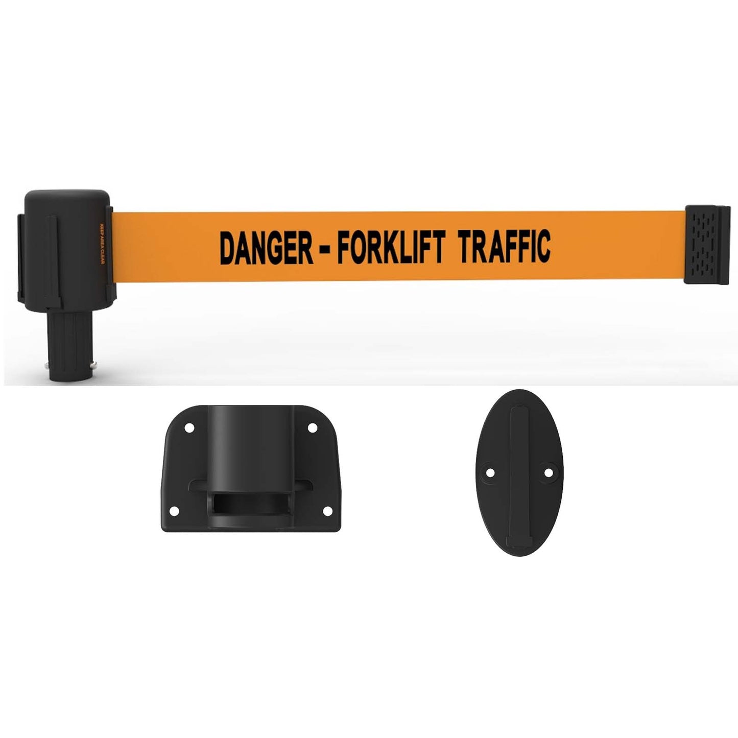 Banner Stakes PL4120 PLUS Wall Mount System, Orange "Danger-Forklift Traffic"