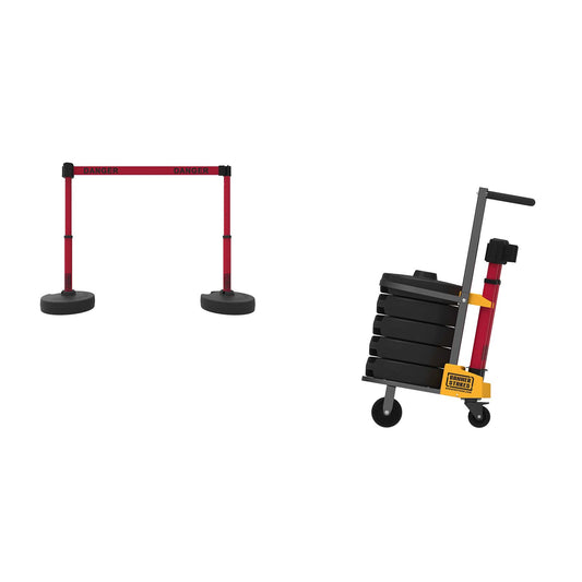 Banner Stakes PL4162 PLUS Cart Package, Red Double-Sided "Danger" Banner