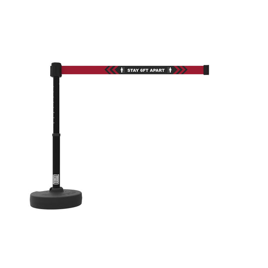 Banner Stakes PL4174 PLUS Barrier Set, Black "Stay 6ft Apart" Banner