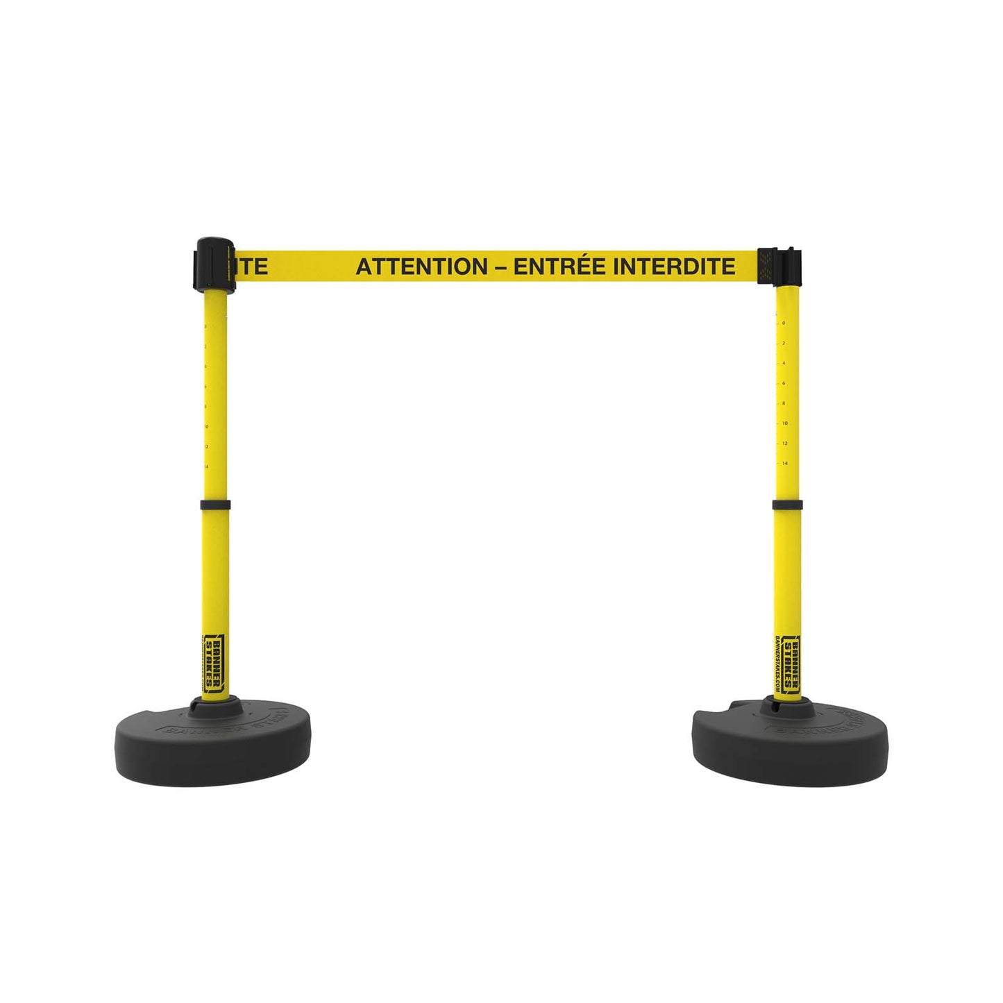 Banner Stakes PL4246 PLUS Barrier Set X2, Yellow "ATTENTION – ENTRÉE INTERDITE"