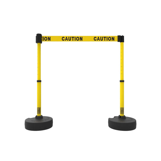 Banner Stakes PL4283 PLUS Barrier Set X2, Yellow Double-Sided "Caution"