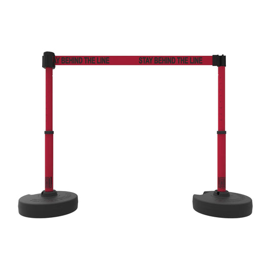 Banner Stakes PL4295 PLUS Barrier Set X2, Red "Stay Behind the Line"