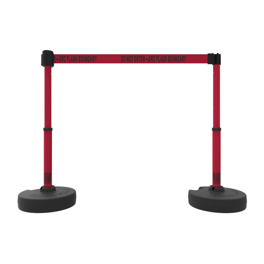 Banner Stakes PL4297 PLUS Barrier Set X2, Red "Do Not Enter-Arc Flash Boundary"